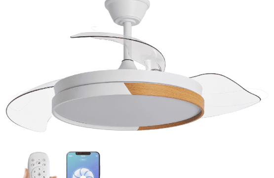 Yoevu - nature white wifi ventilador de techo con luz led motor dc compatible con alexa | 3 tónalidades de color regulable en intesidad|6 velocidades |temporizador |función verano - invierno