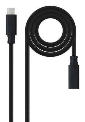 Cable prolongador nanocable usb - c 3.2 gen2x2 20gbp 100w - 5a - 4k - 60hz - usb - c - m - usb - c - h - negro - 1 m