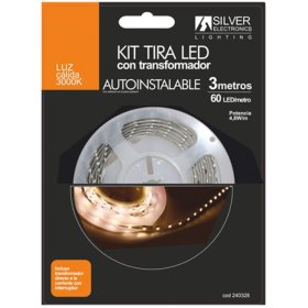 Kit tira led silver electronics 300 lm - m - 3m - 12v - 4.8w - m - 3000k - luz calida