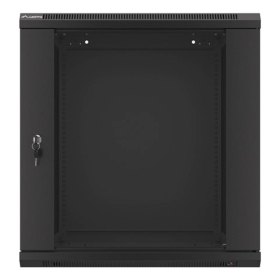 Armario lanberg mural rack 19 pulgadas 12u - 600x600 auto ensamblado negro puerta de cristal