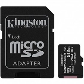 Tarjeta memoria micro sdxc 512gb kingston canvas select + adaptador cl10 - r: 100mb - s w:85mb - s