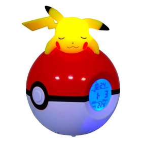 Lampara led despertador reloj teknofun madcow entertainment pokemon pikachu durmiendo en pokeball