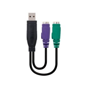 Adaptador usb a 2 x ps - 2 nanocable 15cm - macho - hembra - negro