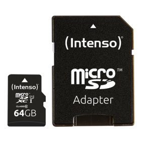 Tarjeta memoria micro sd intenso 64gb uhs - i cl10 + adaptador sd