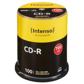 Tarrina de cd - r virgenes intenso 700mb - 80 min tubo 100 unidades