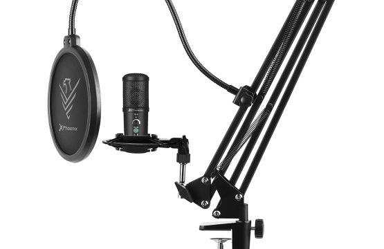 Kit microfono phoenix streamcast pro gaming conector usb - brazo articulado - filtro antipop y montura antivibración