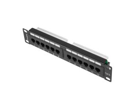 Patch panel lanberg 12 puertos 1u 10 pulgadas cat.6 negro