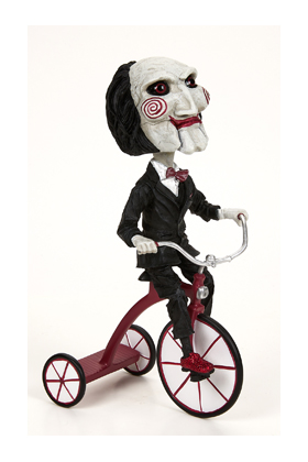 Figura neca saw head knocker puppet on tricyclesue)