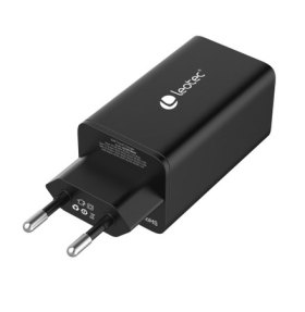 Cargador de pared leotec 65w carga rapida 2 usb tipo - c pd 1 usb - a negro