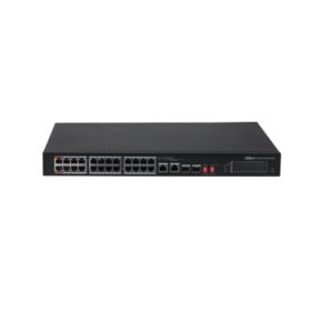 Switch dahua dh - pfs3226 - 24et - 240 poe 24 puertos gigabit ethernet 2 puertos sfp