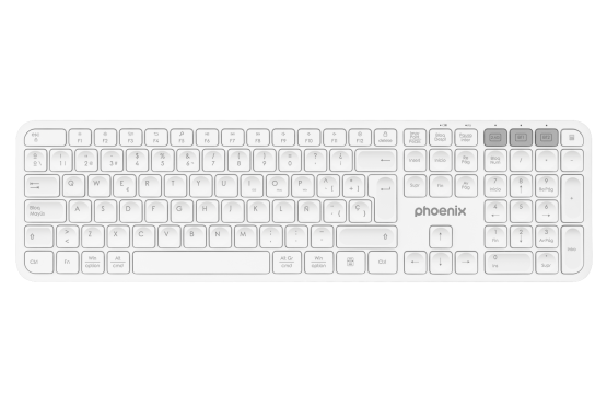 Teclado inalámbrico multidispositivo phoenix k300 blueooth dual y 2.4ghz blanco