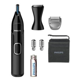 Cortapelo philips + naricero nt5650 - 16 negro 3 peines - cuchilla lavable - ducha - recortador - pila aa