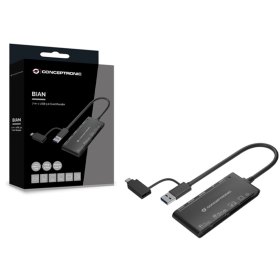 Lector de tarjetas externo usb tipo c - usb tipo a 7 en 1 conceptronic bian03b usb 3.0 sd - sdhc - sdxc mmc ms m2 ct xd micro sd - t flash