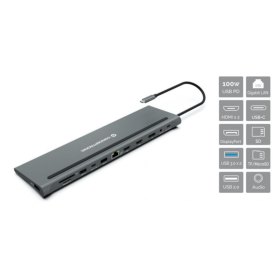 Docking station conceptronic usb tipo c donn17g 2 x hdmi - 1 x dp - 2 x usb 3.0 - 1 x usb 2.0 - 1 x rj45 - 1 x aux - lector sd - lector micro sd