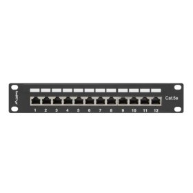 Patch panel lanberg 12 puertos 1u cat.5e 10 pulgadas blindado negro