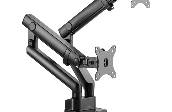 Phoenix mstand2 brazo articulado resorte de gas para doble monitor hasta 27 vesa 75 x 75 - 100 x 100 incluye 2 usb