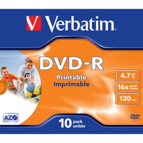 Verbatim dvd - r 4.7gb 16x tarrina 10uds imprimible