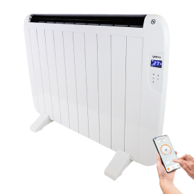 Yoevu - radiador eléctrico bajo consumo - 10 elementos - 1500 w - temporizador - programable - mando a distancia - pantalla lcd - app control wifi - compatible con alexa - apto pared o pie - aluminio - blanco