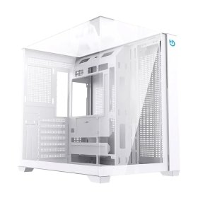 Caja ordenador gaming hiditec atx sky cristal templado blanco