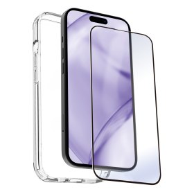 Carcasa myway para apple iphone 15 pro max transparente + protector pantalla cristal templado