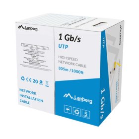 Bobina 1gb - s lanberg u - utp rj45 solido cca awg23 305m amarillo
