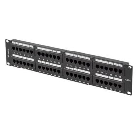 Patch panel lanberg 48 puertos 2u 19 pulgadas cat.6 negro