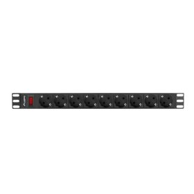 Regleta lanberg 1u 16a 9x schuko rack 19 pulgadas 3m negro