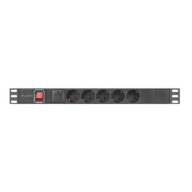 Regleta lanberg 1u 16a rack 19 pulgadas 5x socket schuko negro 2m