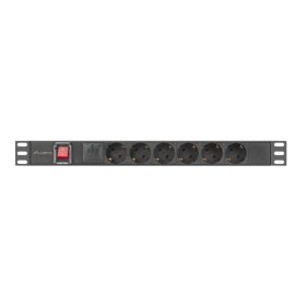 Regleta lanberg 1u 16a rack 19 pulgadas 6x socket schuko negro 2m