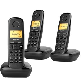 Telefono fijo inalambrico gigaset a170 trio negro 50 numeros agenda - 10 tonos