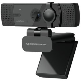 Webcam 4k conceptronic amdis07b 8.3mp - 4k ultra hd - usb - angulo vision 80º - enfoque automatico - doble microfono integrado