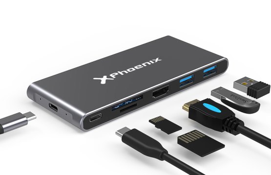 Docking caja externa phoenix para disco m.2 con hub usb tipo c 6 en 1