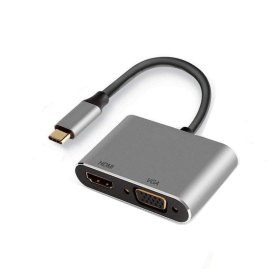 Adaptador ewent usb tipo c a hdmi 4k y vga 15cm - macho - hembra