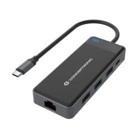 Adaptador conceptronic usb tipo c a gigabit ethernet rj45 - con hub usb 3.2 3 puertos - usb tipo c