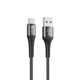 Cable qcharx lyon usb a tipo c 3a - 1 m - aleación de aluminio negro cordon metálico