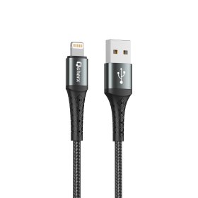 Cable qcharx lyon usb a lightning 3a - 1 m - aleación de aluminio negro cordon metálico