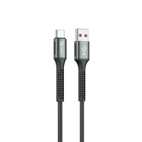 Cable qcharx prague usb a tipo c 3a - 1 m - aleación de aluminio negro cordón de tela suave