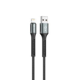 Cable qcharx prague usb a lightning 3a - 1 m - aleación de aluminio negro cordón de tela suave