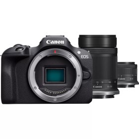 Camara reflex canon eos r100 + rf - s 18 - 45 is stm + rf - s 55 - 210 f5 - 7.1 is stm 24.1mpx negro