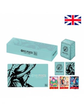 Pack tapete y caja de mazo one piece card game 1st anniversary